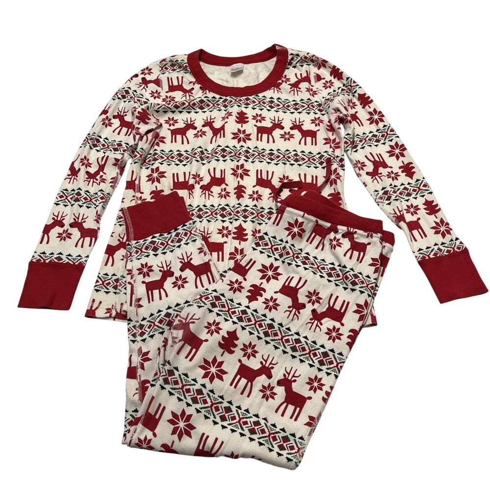 Hanna Andersson Pajamas Reindeer Henley Jogger Set Size L Holiday Christmas